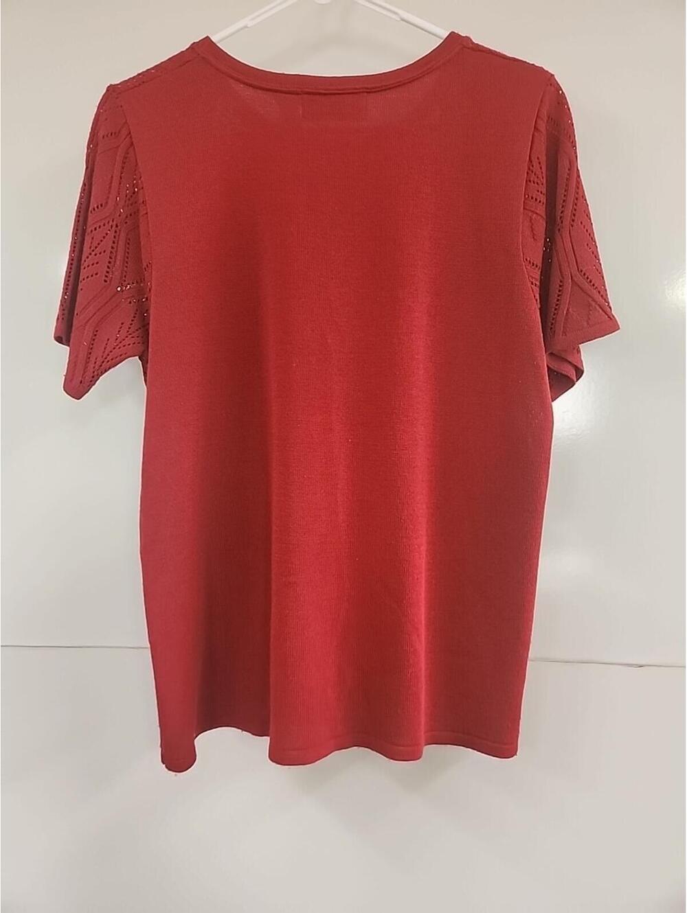 Women's Alfred Dunner Short Sleeve Sweater Size Small S Red - Picture 10 of 10